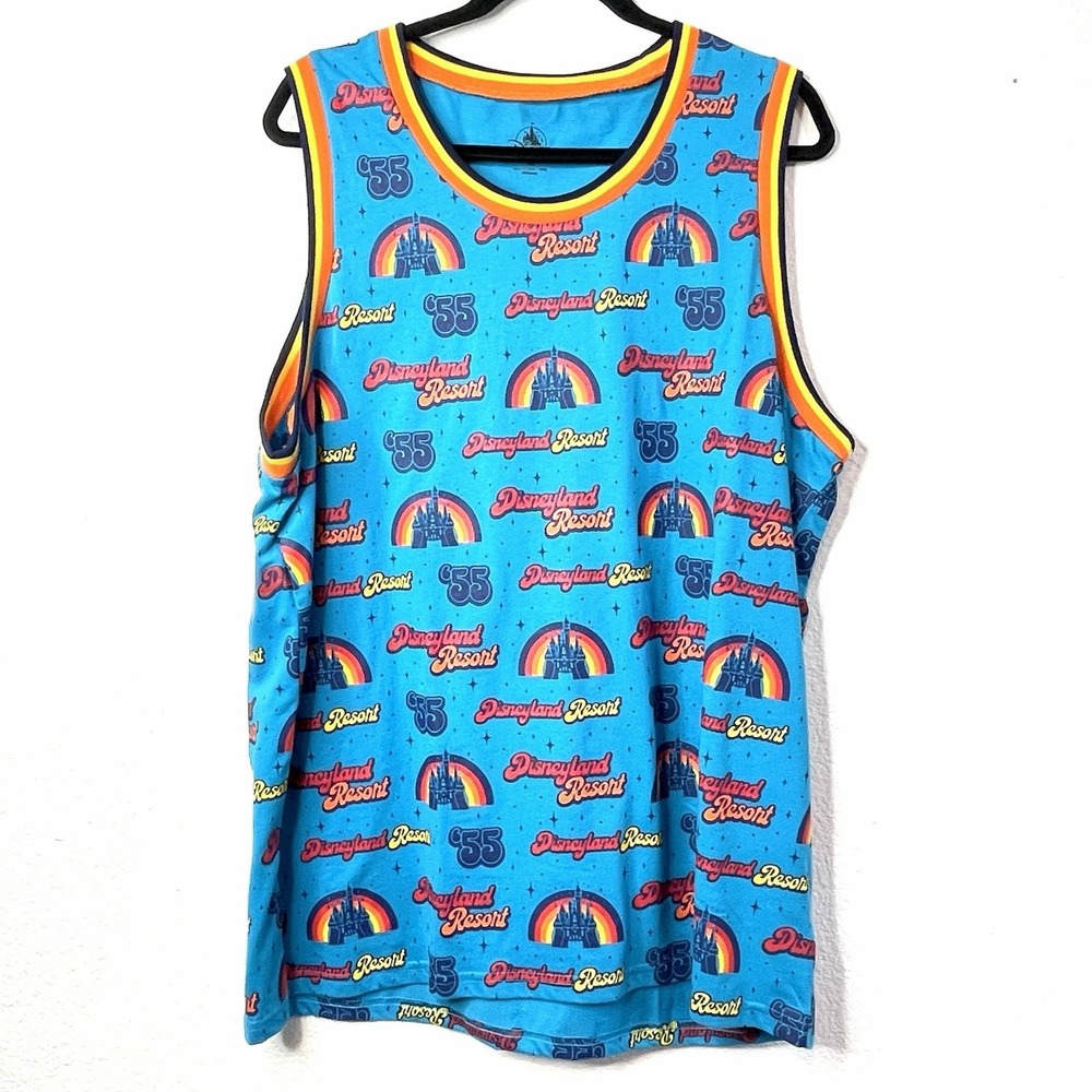 Disney Parks '71 Rainbow Logo Tank Top Blue Sleeveless Shirt XL‎ Unisex